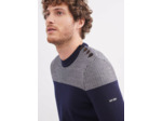 Pull marin bicolore Dinan à coudières jacquard, en laine vierge