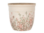 Pot de fleurs céramique beige 18x18x17cm