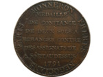 FRANCE MONNERON 2 SOLS à la LIBERTE 1791 AN III MONNAIE de CONFIANCE TB+