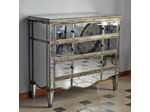 Commode En Bois Et Miroir Argentée Sophistiquée 87x101x39cm