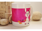 Joli Mug peint à la main, sur le thème des petits lapins. Mazagran, tasse personnalisable par un prénom, phrase, Pièce unique et signée