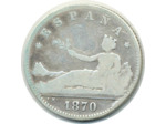 ESPAGNE 1 PESETA 1870 DEM ESPANA TB (W653)