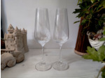 Duo de flutes à champagne en cristal peintes à la main décorées de volutes blanches