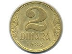 YOUGOSLAVIE 2 DINARA 1938 TTB+ (W20)