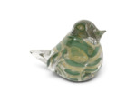 Presse Papier Moineau Serin Vert Verre 12x7x9cm