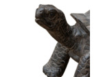 Statue tortue décorative bois massif teck marron 40cm