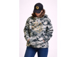 Sweat à capuche camouflage logo "patte de chien" jaune