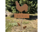 Pluviomètre coq métal à planter jardin 22x6x110cm