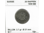 SUISSE 20 RAPPEN 1850 BB TB+