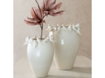 Vase aux oiseaux Budgie céramique blanc 40x33x33cm
