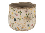 Pot fleuri champêtre beige jaune 14x12cm