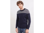 Pull marin bicolore Dinan à coudières jacquard, en laine vierge