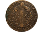FRANCE LOUIS XVI 2 SOLS FRANÇOIS 1792 W (Lille) AN 4 2ème semestre TB+