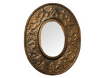 Miroir ovale gravé patine bronze 22x28cm