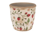Pot de fleurs en Céramique Motif Fraises et Feuillage 13x13x13cm