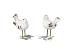 Ensemble 2 oiseaux décoration blancs 13x15cm