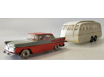 SIMCA CHAMBORD ROUGE GRIS ET CARAVANE HENON NOREV PLASTIQUE 1/43 SANS BOITE