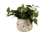 Pot de fleurs strawberries beige rouge céramique 20x20x15cm