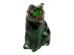 Chat décoratif verre vert doré 7x6x10cm