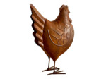 Statuette poule fer rouille 14x7x20cm
