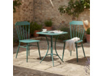 Ensemble table et 2 chaises fer vert 60x60x71cm