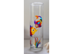 Joli vase artisanal peint à la main ou deux jolis petits poissons multicolores évoluent dans le vase objet signé et numéroté