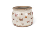 Pot de fleurs d'intérieur beige à papillons 16x13cm