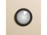 Miroir sorcière convexe billes noires 18x18cm