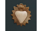 Ex-voto coeur Maria beige doré fer 16x2x14cm