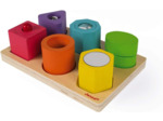 Janod - Puzzle 6 Cubes Sensoriels en Bois I Wood - Jouet d'Eveil Educatif -