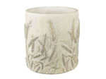 Pot de fleurs pierre tige de blé beige vert 13x13cm