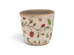Pot de fleurs Fraise beige rouge céramique 11x11x10cm