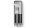 MONBENTO - Set Couverts Lunch Box MB Slim Box Onyx - 3 Pièces Fourchette Couteau Cuillère - Couverts Nomades pour Bentos - Inox - Noir Onyx