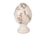 Décoration œuf sur pied céramique beige rose 12x12x19cm