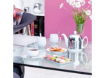 Théière SALAM 1.3 litres, blanche,  cloche inox poli miroir