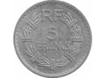 FRANCE 5 FRANCS LAVRILLIER Aluminium 1945 C TTB