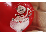 Jolie boule de noël en verre peinte à la main et en forme de coeur petit chat coquin personnalisable par le prénom de votre choix, signée