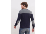 Pull marin bicolore Dinan à coudières jacquard, en laine vierge