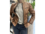 BLF1801 Blouson biker femme cuir cognac