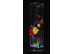 Joli vase artisanal peint à la main ou deux jolis petits poissons multicolores évoluent dans le vase objet signé et numéroté