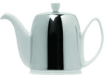 Théière SALAM 1.3 litres, blanche,  cloche inox poli miroir