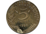 FRANCE 5 CENTIMES LAGRIFFOUL 1993 BE tache