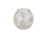 Photophore rond verre motifs fleurs Faron beige 15x15x13cm