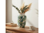 Vase en Grès Sinhoe à Motifs Floraux Verts 21x31cm