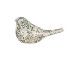 Figurine oiseau beige vert céramique 25x10x13cm