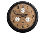 Horloge ronde noir et bois 60x9cm