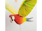 Mobile artisanal en bois - Perroquet Ara rouge