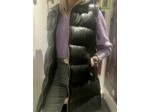 GF 149 Gilet long  femme avec capuche cuir noir