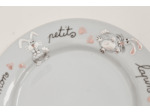 Assiette enfant personnalisée sur le thème des petits lapins objet artisanale manuellement peinte, 19cm, signée et daté