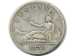 ESPAGNE 2 PESETAS 1870 (73) DEM ESPANA TB (W654) N3